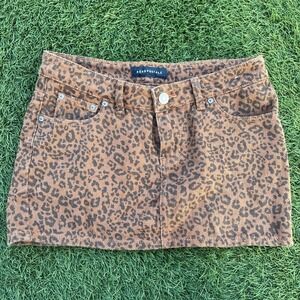 Aeropostale Women's Size 30x12 Leopard Print Denim Mini Skirt Animal Print